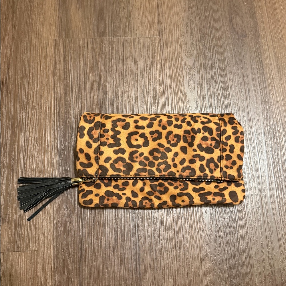 Leopard Print Clutch with Tassel